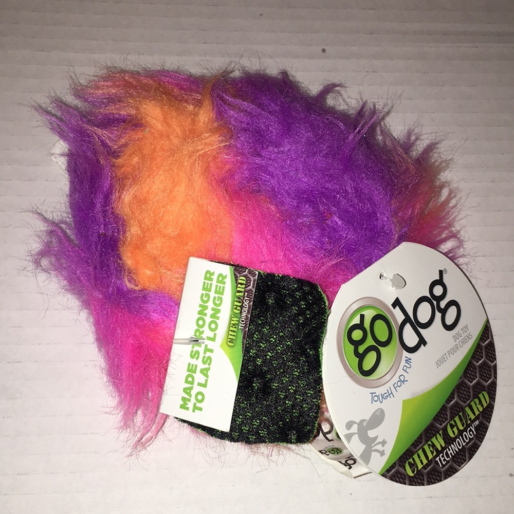 goDog Fuzzy Plush Pet Toy - Pink, Purple, Orange